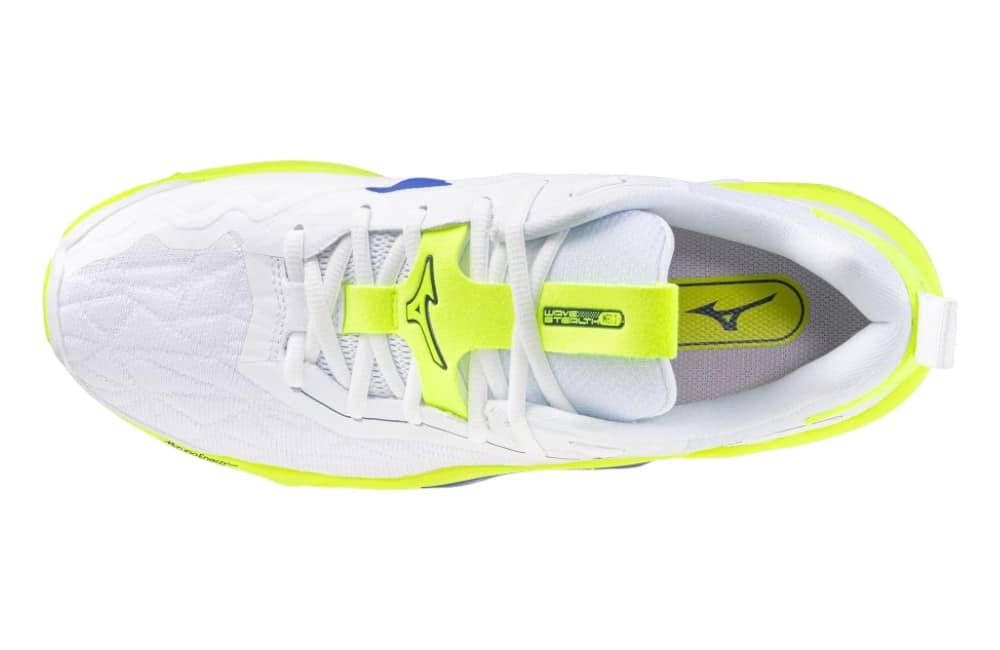 Mizuno Wave Stealth NEO 2 White Lightning Yellow Dazzling Blue top
