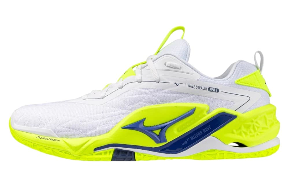Mizuno Wave Stealth NEO 2 White Lightning Yellow Dazzling Blue